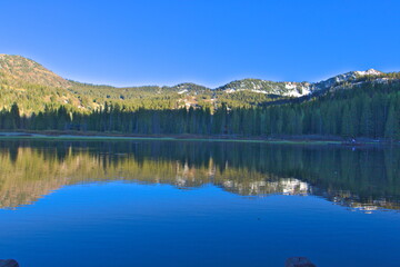 Silver Lake reflections of the mountains in Big Cottonwood Canyon, Utah