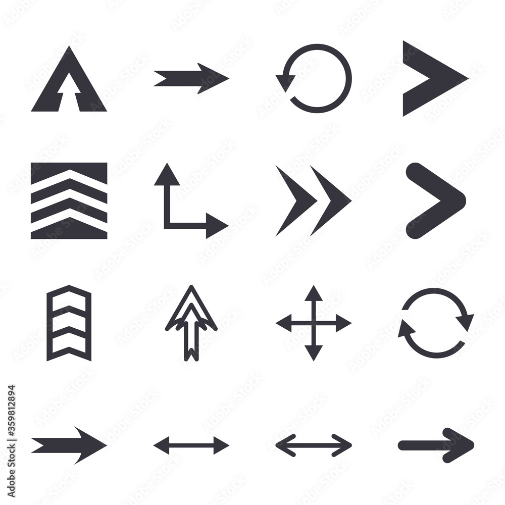Poster arrows with differents directions flat style icon set vector design