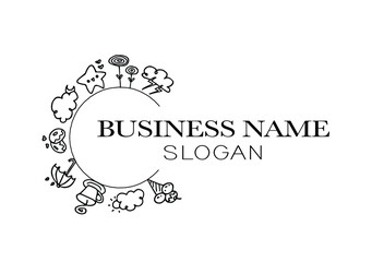 cartoon logo circle design vector