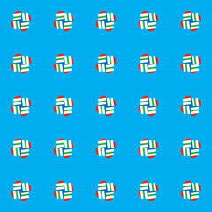 Vector seamless pattern texture background with geometric shapes, colored in blue, red, white, green colors.