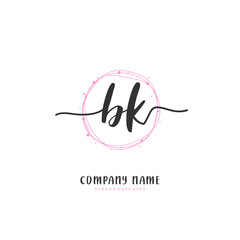 B K BK Initial handwriting and signature logo design with circle. Beautiful design handwritten logo for fashion, team, wedding, luxury logo.