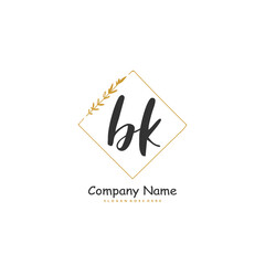 B K BK Initial handwriting and signature logo design with circle. Beautiful design handwritten logo for fashion, team, wedding, luxury logo.
