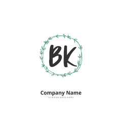B K BK Initial handwriting and signature logo design with circle. Beautiful design handwritten logo for fashion, team, wedding, luxury logo.