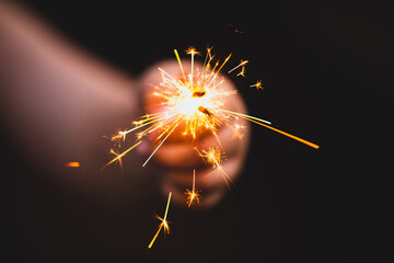 sparkler on black background