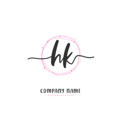 H K HK Initial handwriting and signature logo design with circle. Beautiful design handwritten logo for fashion, team, wedding, luxury logo.