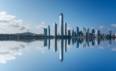 Fototapeta na wymiar The skyline of modern urban architectural landscape in China..