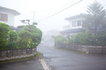 雨後の住宅街の霞	