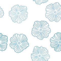 Light BLUE vector seamless natural artwork with flowers. Flowers with gradient on white background. Template for business cards, websites.