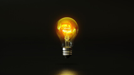Light bulb on black background - Powered by Adobe