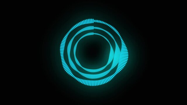 Audio spectrum circle simulation on black background use for music and computer calculating concept