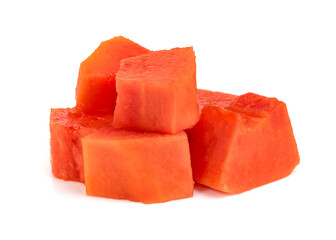 Ripe papaya slice isolated on white background