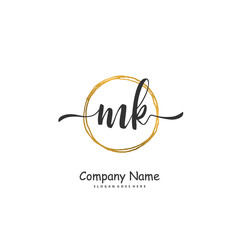 M K MK Initial handwriting and signature logo design with circle. Beautiful design handwritten logo for fashion, team, wedding, luxury logo.