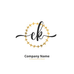 E K EK Initial handwriting and signature logo design with circle. Beautiful design handwritten logo for fashion, team, wedding, luxury logo.