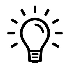 光る電球のアイコン（モノクロームベクターイラスト）