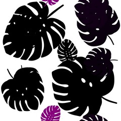 Dark Purple vector seamless natural background with leaves. Shining colored illustration with leaves in doodle style. Texture for window blinds, curtains.