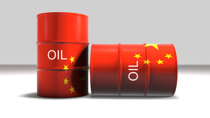 China crude oil barrels petroleum production Chinese international commodity trade  - 3D illustration render
