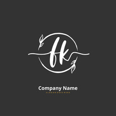 F K FK Initial handwriting and signature logo design with circle. Beautiful design handwritten logo for fashion, team, wedding, luxury logo.