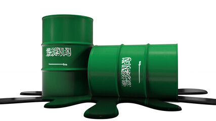 Saudi Arabia crude oil barrel petroleum production resources commodity trade - 3D illustration render