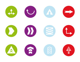 Arrows with differents directions block style icon set vector design