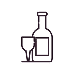 Isolated wine bottle and cup line style icon vector design