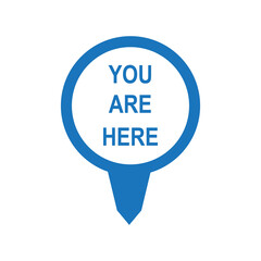 You are here sign icon design isolated on white background