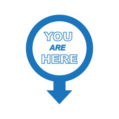 You are here sign icon design isolated on white background