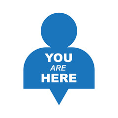 You are here sign icon design isolated on white background