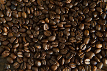 Coffee beans. Grains texture. Top view
