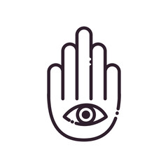 Indian hamsa hand with eye line style icon vector design