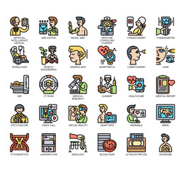 Set of medical technology thin line and pixel perfect icons for any web and app project.