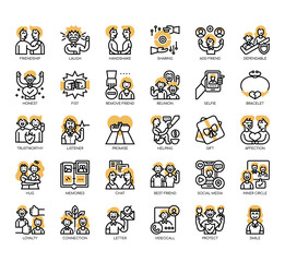 Fototapeta premium Set of friendship thin line and pixel perfect icons for any web and app project.