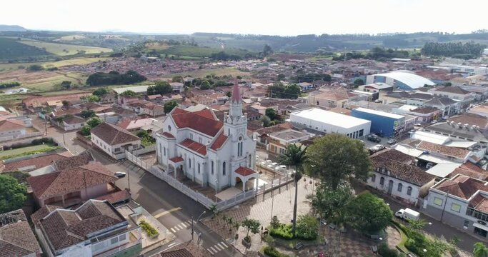 Aerial view of the S&atilde;o Tom&aacute;s de Aquino city, Minas Gerais / Brazil. 4K.