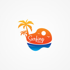 Surfing Day Vector Design Illustration