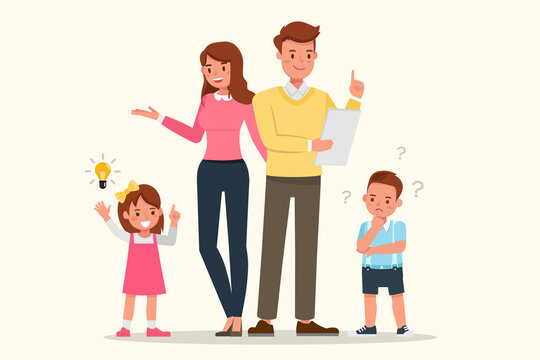 Happy family people mother, father and children's together character vector design.