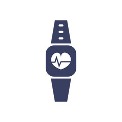 smartwatch with heart pulse silhouette style icon vector design