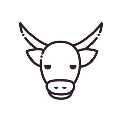 Cute bull head cartoon line style icon vector design