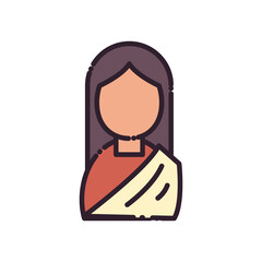Indian avatar woman fill style icon vector design