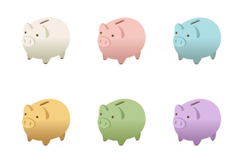 カラフルな豚の貯金箱
