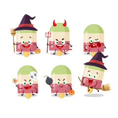 Halloween expression emoticons with cartoon character of watermelon ice cream
