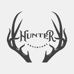 vintage deer antler logo, icon and illustration