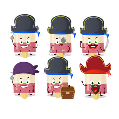 Cartoon character of watermelon ice cream with various pirates emoticons