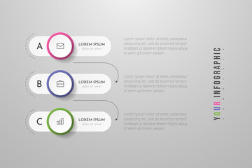 Infographics design vector and marketing icons can be used for workflow layout, diagram, annual report, web design. Business concept with 3 options, steps or processes.