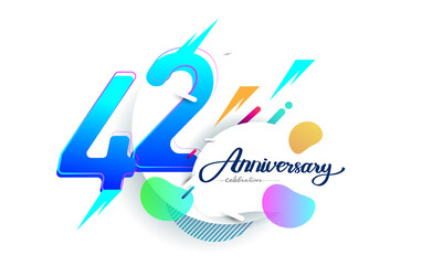 42nd years anniversary logo, vector design birthday celebration with colorful geometric background, isolated on white background.