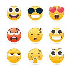 group of emojis faces funny characters