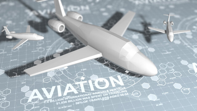 Aviation industry commercial airplane airlines logistics tourism and travel  - illustration 3D render