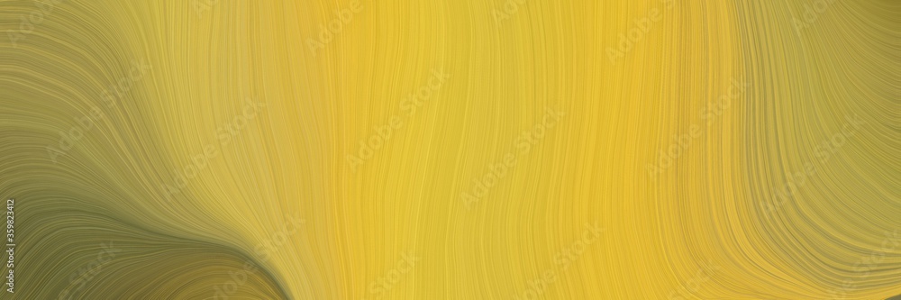 Poster soft abstract art waves graphic with smooth swirl waves background design with golden rod, dark olive green and pastel brown color