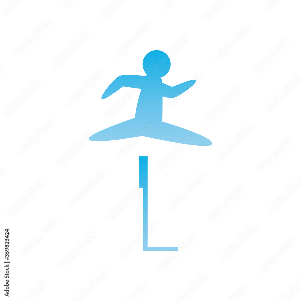 Poster man avatar jumping gradient style icon vector design