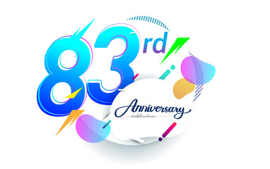 Fototapeta na wymiar 83rd years anniversary logo, vector design birthday celebration with colorful geometric background, isolated on white background.