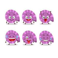 Cartoon character of purple clam with smile expression