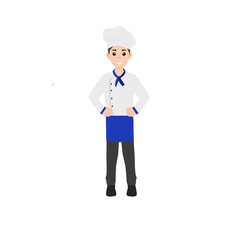Restaurant staff character cook man. Flat vector illustration isolated on white background.